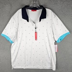 Redvanly Ramey Polo Shirt Men 2XL Polka Dot 4-Way Stretch Golf Performance R2516
